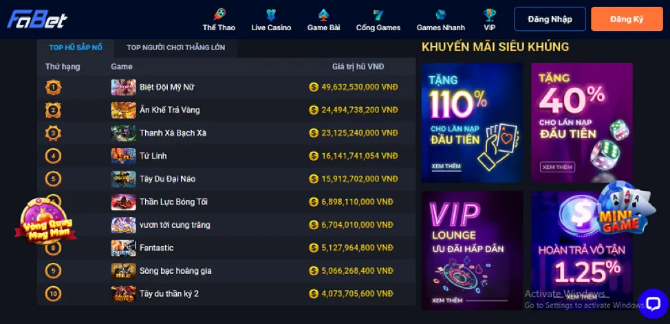 Thưởng nạp lại hàng ngày bibet win